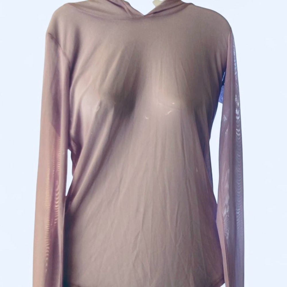 Lilac sheer mesh long sleeve top with hood Mira Rae XS